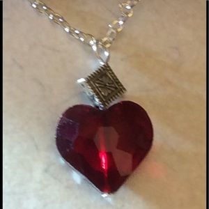 Red Faceted Glass Heart Necklace